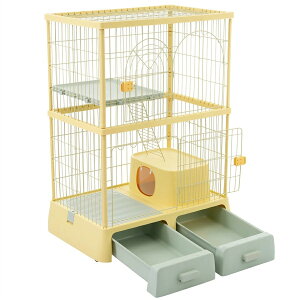 猫 掃除しやすいトレーケージ キャットケージ 2段 多頭飼い 引き出しトレー 組み立て簡単 猫ドア キャットハウス ペット ゲージ 猫 ゲージ 大型 キャスター付きネコ ハウス 留守番 保護 脱走