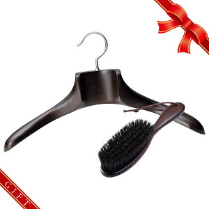 GFT-01/木製メンズジャケットハンガー&洋服ブラシ/ギフトセット【おすすめ/父の日/昇進祝/栄転祝/卒業祝/入学祝/就職祝/引出物/引越/名入れ/ネーム入れ】【国産木製ハンガー/中田工芸製/中