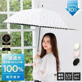 日傘 完全遮光 遮光率 100％ UV カット 遮熱 長傘 傘 晴雨兼用 レディース 女性 用 ドット柄 ハート おしゃれ かわいい 可愛い シンプル 大きめ 大きい 軽量 耐風 プレゼント ギフト 送料無料