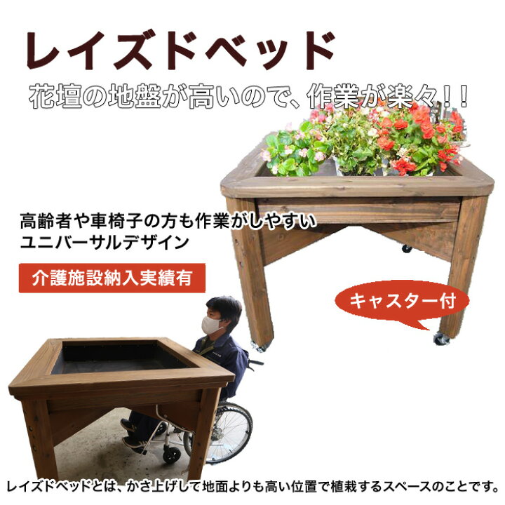 楽天市場 レイズドベッド キャスター付移動式 大型プランター車椅子用花壇法人様限定商品 介護施設納入実績有り エクステリアショップ中谷産業
