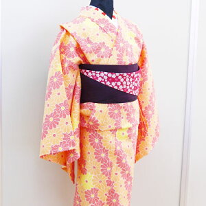 ジュニア洗える着物  単衣小紋 菊尽し・小菊 130・150 当店オリジナル日本舞踊・民謡・各種舞踊・お正月・茶道・華道・お稽古・雛祭り・袴
