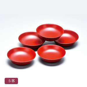 朱 3.9 手塩皿 5客セット (漆・手塗) 小鉢 手塩皿 天然木製 会津塗り 誕生日 米寿祝 引き出物 プレゼント ギフト【21-41-2】