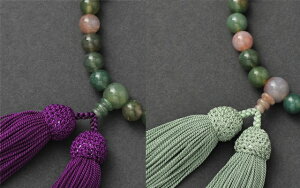 数珠 女性用 五色瑪瑙 五色瑪瑙 共玉 8ミリ玉 正絹頭付房 2色 細桐箱入 送料無料 略式数珠 片手念珠 念誦 京念珠