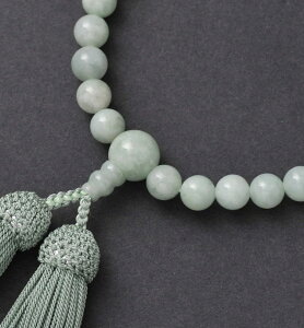 数珠 女性用 ビルマ翡翠 ビルマ翡翠 共玉 8ミリ玉 正絹頭付房 アベン 細桐箱入 送料無料 略式数珠 片手念珠 念誦 京念珠