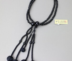 日蓮宗 本式数珠 黒オニキス 共玉 8寸丸玉 利久梵天房 黒 桐箱入 送料無料 法華用 黒瑪瑙 オニキス