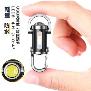 USB充電式 超軽量 防水 LEDキーチェーンライト 高輝度 LEDキーチェーンライト キーホルダー型ライト ミニ懐中電灯 キーホルダー一体型 7段階調光 キーホルダー型ライト 超小型 照明 COBライト