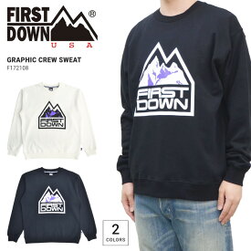 【割引クーポン配布中】 FIRST DOWN USA (ファーストダウン) スウェット GRAPHIC CREW SWEAT クルーネック トレーナー フリース メンズ M-XL ブラック オフホワイト F172108C 【あす楽対応】【RCP】