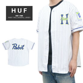 【割引クーポン配布中】 HUF (ハフ) ベースボール ジャージ PBR PABST TWILL BASEBALL JERSEY ゲームシャツ トップス メンズ S-XL ホワイト KN00363 【RCP】