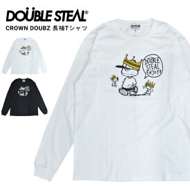 【割引クーポン配布中】 DOUBLE STEAL (ダブルスティール) ロンT CROWN DOUBZ L/S T-SHIRT TEE 長袖 Tシャツ カットソー トップス メンズ M-XL ブラック ホワイト 926-14066 【単品購入の場合はネコポス便発送】【RCP】