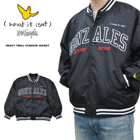 【割引クーポン配布中】 (What it isNt) ART BY MARK GONZALES ジャケット HEAVY TWILL STADIUM JACKET スタジャン スタジアムジャケット アウター ブルゾン メンズ M-XL ブラック 2H5-12940 【あす楽対応】【RCP】