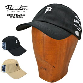 【割引クーポン配布中】 PRIMITIVE × BOB MARLEY (プリミティブ × ボブマーリー) キャップ DIRTY P MARLEY STRAPBACK CAP HAT 帽子 ストラップバックキャップ 6-PANEL CAP 6パネルキャップ ブラック クリーム 【あす楽対応】【RCP】