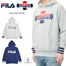 【割引クーポン配布中】 FILA HERITAGE (フィラ ヘリテージ) × MAJORFORCE (メジャーフォース) パーカー PULLOVER HOODIE プルオーバー パーカー スウェット フリース ネイビー グレー M-XL FS0100 【あす楽対応】【RCP】【バーゲン】