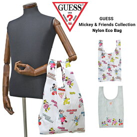 【割引クーポン配布中】 GUESS (ゲス) ナイロン エコバッグ Mickey & Friends Collection Nylon Eco Bag サブバッグ ミッキー ＆ フレンズ コラボ 鞄 ホワイト ライトグレー AL1A7779DM AL1A7780DM 【ネコポス便発送で送料無料】【RCP】