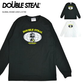 【割引クーポン配布中】 DOUBLE STEAL (ダブルスティール) ロンT GLOBAL DOUBZ LOGO L/S T-SHIRT TEE 長袖 Tシャツ カットソー トップス メンズ M-XL ブラック ホワイト 925-14057 【単品購入の場合はネコポス便発送】【RCP】