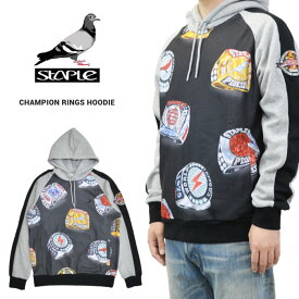 【割引クーポン配布中】 STAPLE (ステイプル) パーカー CHAMPION RINGS HOODIE プルオーバー パーカー スウェット フリース ブラック M-XL 2009H6202 【あす楽対応】【セール】