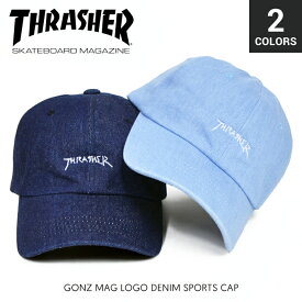 【割引クーポン配布中】 THRASHER (スラッシャー) GONZ MAG LOGO DENIM SPORTS CAP キャップ STRAPBACK CAP 6パネルキャップ デニム ストラップバックキャップ 帽子 ストリート スケート 【あす楽対応】【RCP】【バーゲン】