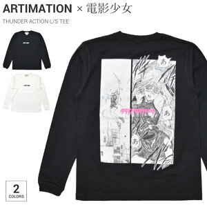 ARTIMATION (�A�[�e�B���[�V����) × �d�e���� ����T THUNDER ACTION L/S TEE T�V���c ���� �J�b�g�\�[ �g�b�v�X �����Y S-XL �z���C�g �u���b�N AMDS018 �y�P�i�w���̏ꍇ�̓��[���֔����z�yRCP�z�y�o�[�Q��