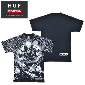 HUF × MARVEL (�n�t × �}�[�x��) T�V���c WOLVERINE RAIN S/S TEE ���� �J�b�g�\�[ �g�b�v�X �����Y S-XL �u���b�N TS01890 �y�P�i�w���̏ꍇ�̓��[���֔����z�y�o�[�Q���z