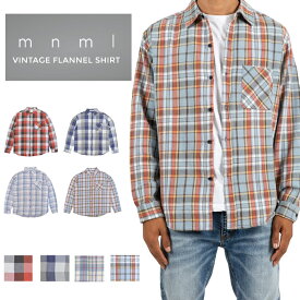 【割引クーポン配布中】 mnml (ミニマル) チェックシャツ ネルシャツ VINTAGE FLANNEL DROP SHOULDER SHIRT 長袖 カジュアルシャツ 【あす楽対応】【RCP】