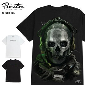 【割引クーポン配布中】 PRIMITIVE × CALL OF DUTY (プリミティブ × コールオブデューティ) Tシャツ GHOST S/S TEE 半袖 カットソー トップス メンズ M-XL ブラック ホワイト 【単品購入の場合はネコポス便発送】【RCP】