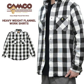 【割引クーポン配布中】 CAMCO (カムコ) ネルシャツ HEAVY WEIGHT FLANNEL WORK SHIRTS ヘビーウェイト フランネルシャツ チェックシャツ ワークシャツ 長袖 メンズ M-XL ホワイト×ブラック 【あす楽対応】【RCP】