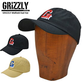【割引クーポン配布中】 GRIZZLY (グリズリー) キャップ MIDFIELD DAD HAT CAP 帽子 ストラップバックキャップ 6パネルキャップ ブラック カーキ 【あす楽対応】【RCP】