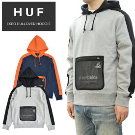 【割引クーポン配布中】 HUF ハフ パーカー EXPO PULLOVER HOODIE フリース スウェット メンズ S-XL ブラック グレー FL00112 【RCP】【在庫一掃】