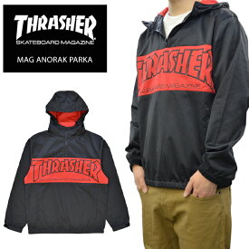 【割引クーポン配布中】 THRASHER (スラッシャー) ジャケット MAG ANORAK PARKA JACKET アノラックジャケット ナイロンジャケット マウンテンパーカー アウター メンズ M-XL ブラック TH5160 【あす楽対応】【RCP】【バーゲン】