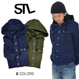 【割引クーポン配布中】 STL エスティーエル Vintage Wash Hooded Shirt　ヴィンテージウォッシュ　フードシャツ ミリタリーシャツ ワークシャツ 日本製 MADE IN JAPAN 【クリアランス】【RCP】