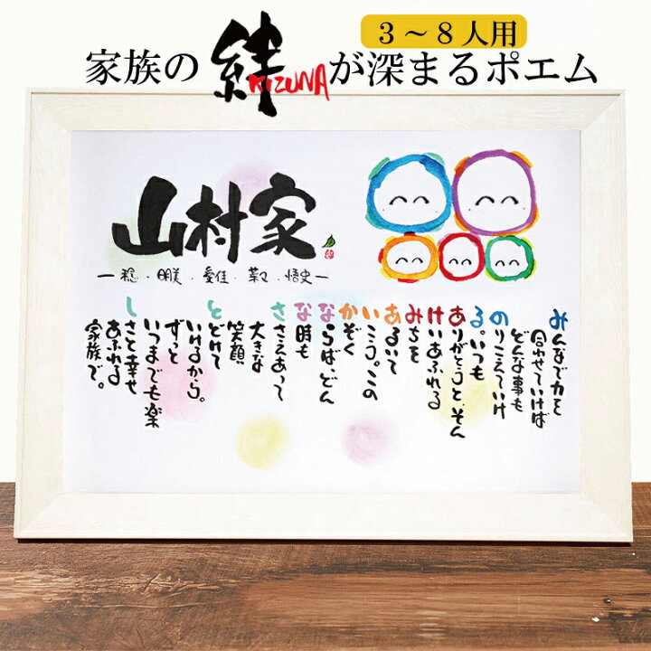 楽天市場 新築祝い 家族 ポエム 感謝状人数分のイラスト入り 3 8人用 ネームポエム 両親贈呈 名前ギフト詩 退職記念 名前入りポエム 家族 両親 結婚記念日 退職祝い 紙婚式 銀婚式 金婚式 還暦 古希 会社 などに オーダーメイド 全て手書き 名前入りの詩 お名前 ポエム