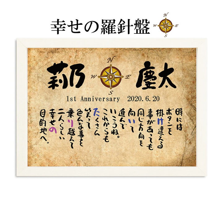 楽天市場 紙婚式 幸せの羅針盤 結婚祝い ネームポエム 結婚記念日 ネームイン ウエルカムボード 2人用 名前入り プレゼント ポエム 名前ギフト詩 夫婦 恋人 カップル 紙婚式 結婚記念日 などのお祝いに サイズ お名前ポエム 名前ギフト詩 フデモジスタイル
