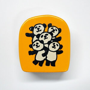 【在庫限り!】がなはようこのどうぶつスタンプ はんこ D:1680-009 パンダ 集合 イエロー 黄色 Panda 密 5 大集合 三密 集い 会合 集会 パーティー グループ 群集 ぱんだ 動物 アニマル animal　こど