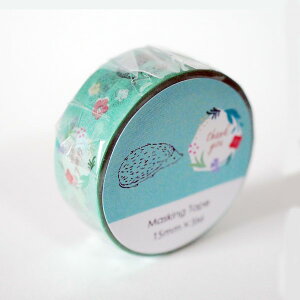 y݌ɌzAj}V[Y AnimalSeries }XLOe[v GF-528 [nlY~] Hedgehog wbWzbO jl MaskingTape 15mm 5m ā[    O[tbV GreenFlash ([