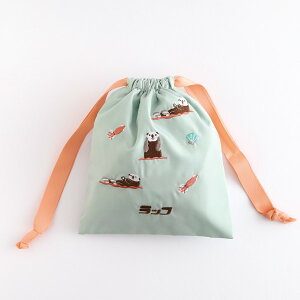 Aj}SݓX hJВ AD-054 [bR] В sea otter  L CJ C   [ v[g Mtg   Embroidery Drawstring Bag Aj}V[Y ANIMAL SERIES@O[t