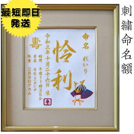 【兜刺繍】命名書 代筆 額付き 命名額 命名 紙 オーダーメイド 日本製 男の子 出産内祝い 色紙 高級感 壽 初孫 端午の節句 こどもの日 お七夜 命名式 命名紙 刺繍 五月人形 お祝い