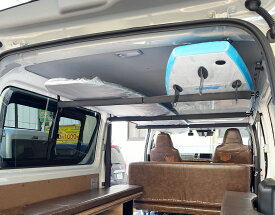 NAMINORIKOZOU 200系ハイエースDX 車内キャリア 3本セット 延長ステー・パッド付 穴あけ加工なし 脚立 スノーボード サーフボード ロングボード スキー ロッドホルダー 車中泊 釣り 職人棚 工具 ルーフ インナー 車室内 車内 ラック 棚 荷室 荷台 長物収納
