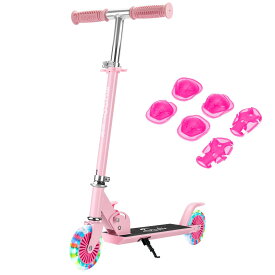 キックスクーター 子供用 キックボード LED 光るホイール 3階段調節可能 組み立てが簡単 足踏み式 耐荷重80kg 誕生日プレゼント