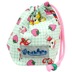 巾着 小 巾着袋 コップ袋 【ストロベリーランド ミント】 こども キッズ 子供用 コップ入れ 保育所 コップ 保育園 幼稚園 小学校 男の子 女の子 ポーチ 通園 通学 入園 入学 準備 日本製 かわ