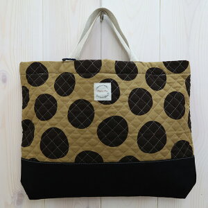 ◆サイズ変更対応商品◆ マチ付き レッスンバッグ 帆布×キルティング【コーデュロイBIGドット】moco rita モコリタ 日本製 通園 通学 入園 準備 入学 キッズ バッグ 保育園 幼稚園 小学校 手さ