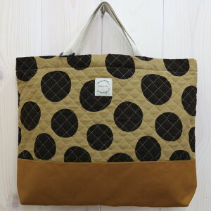 ◆サイズ変更対応商品◆ マチ付き レッスンバッグ 帆布×キルティング【コーデュロイBIGドット】moco rita モコリタ 日本製 通園 通学 入園 準備 入学 キッズ バッグ 保育園 幼稚園 小学校 手さ