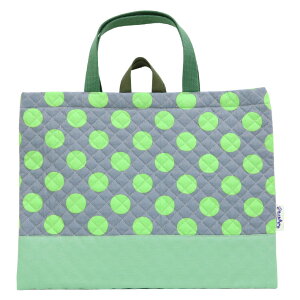◆サイズ変更対応商品◆ レッスンバッグ 手提げバッグ 【グレーライムドット】2トーン 日本製 通園 通学 入園 準備 入学 グッズ キッズ バッグ 保育園 幼稚園 小学校 手さげかばん お稽古バ
