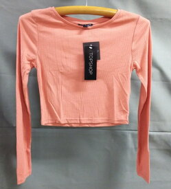 「TOPSHOP・トップショップ」L/S SKINNY RIB CROP トップス 長袖 レディース Tシャツ 送料無料 カットソー オレンジ ピンク カジュアル かわいい S・M・L・XLサイズ 当日発送 春秋用 お洒落 インポート