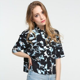 「TOPSHOP・トップショップ」CTS:FLORAL CAMO ZOE トップス ブラウス レディース シャツ 送料無料 プリント柄 ブラック 半袖 かわいい Sサイズ 当日発送 春夏用 激安 お洒落 インポート