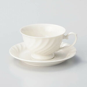 48客セット ウェーブ 高台 兼用 碗と受皿 容量 200cc NB コーヒー 紅茶 陶器 セット 業務用 カフェ 喫茶店 飲食店 ホテル&レストラン シンプル 白 シック おしゃれ