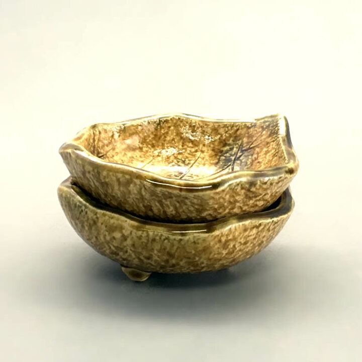 楽天市場】2個セット 黄瀬戸 葉型 9.5cm 小鉢 ミニ ボウル 小皿 手造り  