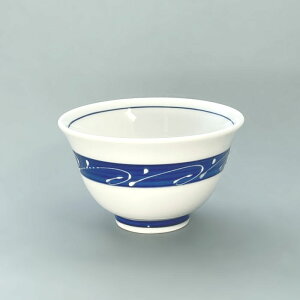 20個セット 白波 帯 反煎茶 9.5cm 160cc 強化 磁器 湯呑 煎茶 お茶 青系 食器 手描き 筆 染付 下絵 underglaze 和風 日本製 陶器 飲食店 業務用 丈夫 美濃焼 和食器