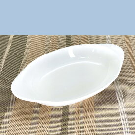 ホワイト ボート グラタン 21.5cm 金線なし 白 ニューボン おしゃれ かわいい 日本製 陶器 美濃焼 楕円 洋食器 オーブン