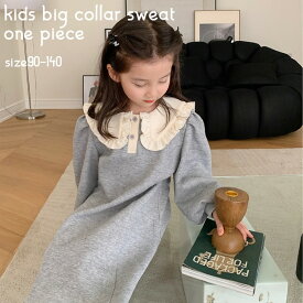 キッズ パフスリーブワンピース ワンピース 長袖 長袖ワンピース パフスリーブ ビッグカラー 子供服 子ども 子供 女の子 おしゃれ 可愛い かわいい シンプル ナチュラル Aライン 秋 おでかけ お出かけ 七五三 発表会 結婚式