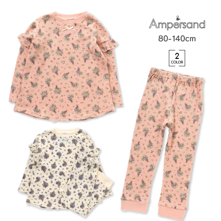 激安超特価 ampersand 女の子ボタン半袖パジャマ 100 花柄 revecap.com