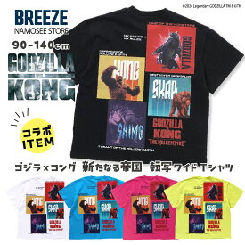 期間限定7%OFFクーポン 子供服 ゴジラ Tシャツ 半袖 キッズ 男の子 女の子 綿100％ 100 110 120 130 140 プリント キャラクター かっこいい 黒 ブラック 白 ホワイト おしゃれ 恐竜 コング お揃い 新作 カットソー 映画 水色 ピンク 黄色 ブランド BREEZE